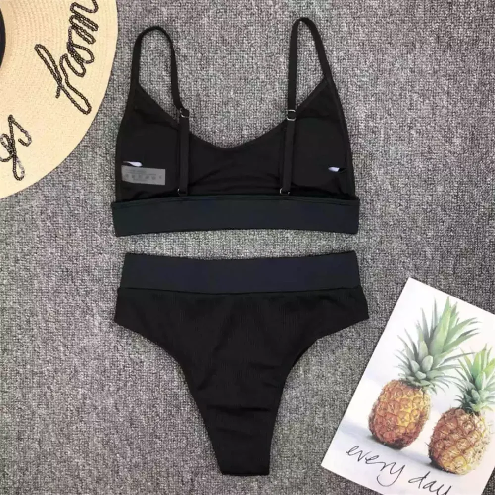 Купальник із тканини в рубчик S чорний Київ - фото 7