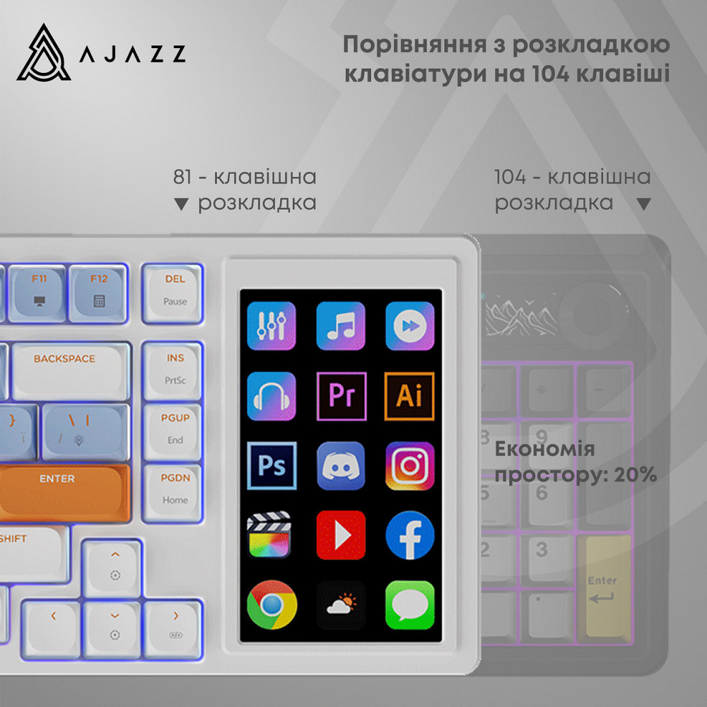 Клавіатура Ajazz AKP815 Huano Red Switch White (AKP815-R-WBO) ( білий, синій ) Харьков - изображение 10