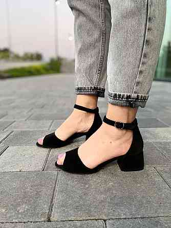 Nivelle Босоніжки жіночі чорні замшеві NIVELLE 1468/6015-6033 на підборах / Літнє взуття з нату Коломыя