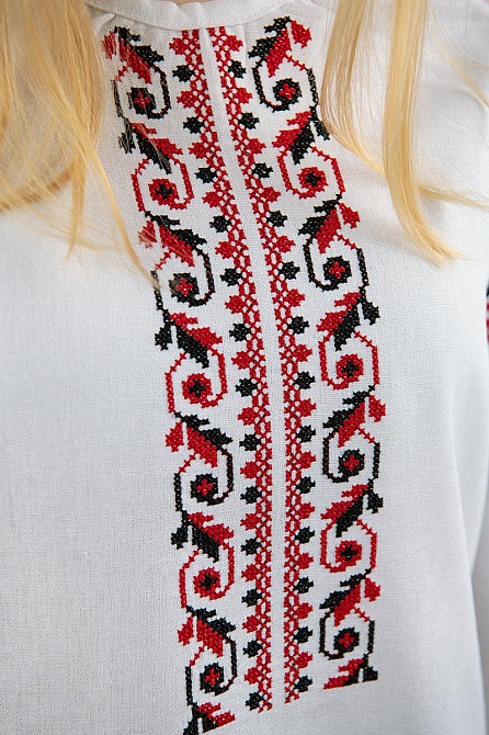 Вышиванка для девочек, льняная  белая топ Киев - изображение 2