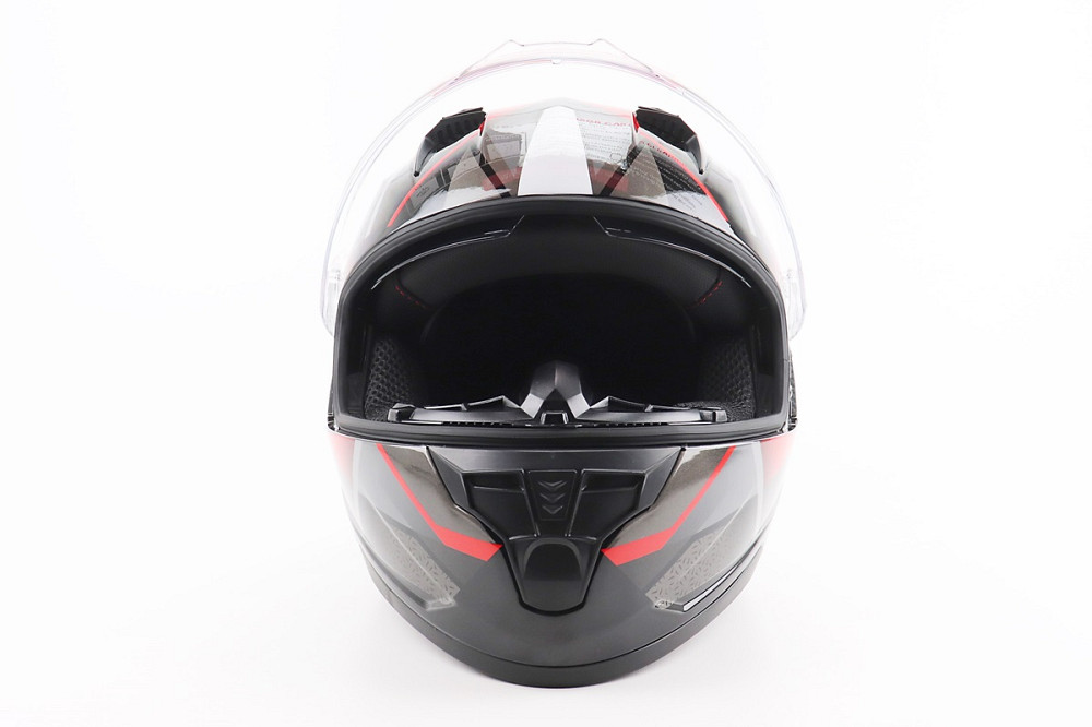 Шолом інтеграл, закритий (сертифікація DOT)+відкидні окуляри BLD-M67 М (57-58см), ЧОРНИЙ/ЧЕРВОНО-СІРИЙ Киев - изображение 6