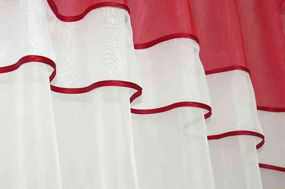 Кухонная гардина VR-Textil № 036к арка молочный с красным 280х170 см (52-0243) Киев