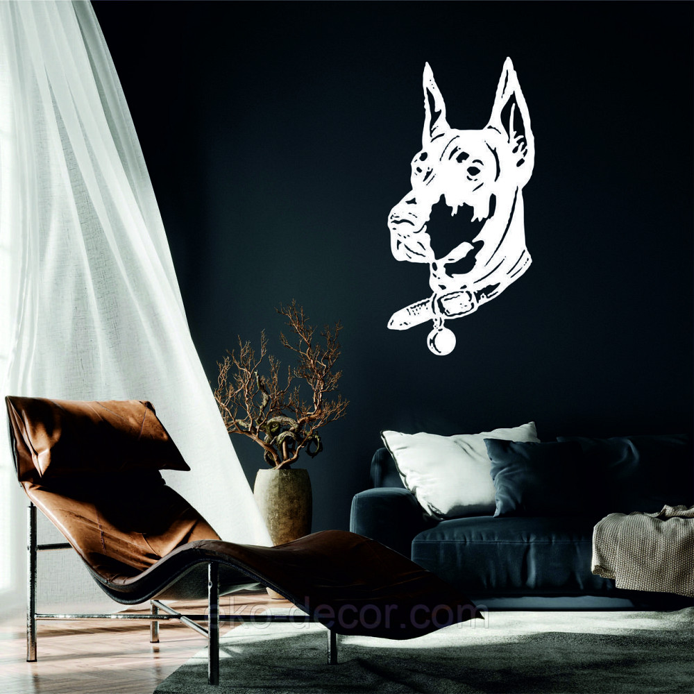 Декоративное настенное Панно «Доберман», Декор на стену 90*44 см, Белый Киев - изображение 1