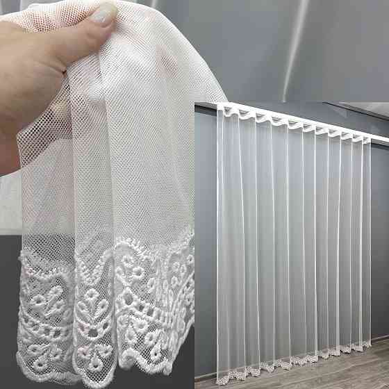 Тюль VR-Textil 1798т Грек-сетка с вышивкой и люрексом цвет Белый 300х270 см (40-634) Киев