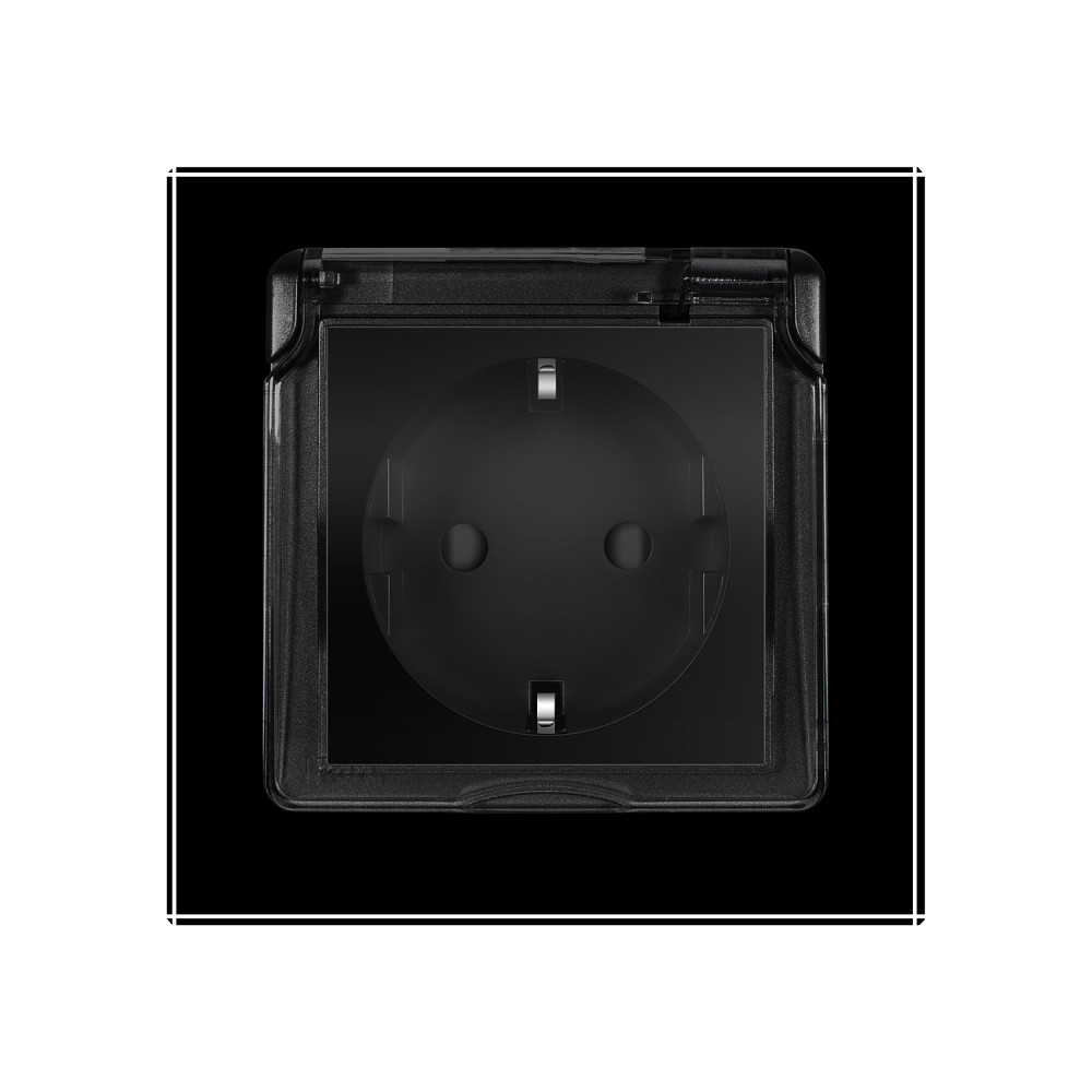 LIVOLO Електрична розетка вологозахисна з кришкою IP44 з заземленням, LIVOLO, чорна, скляна мат Коломыя - изображение 6