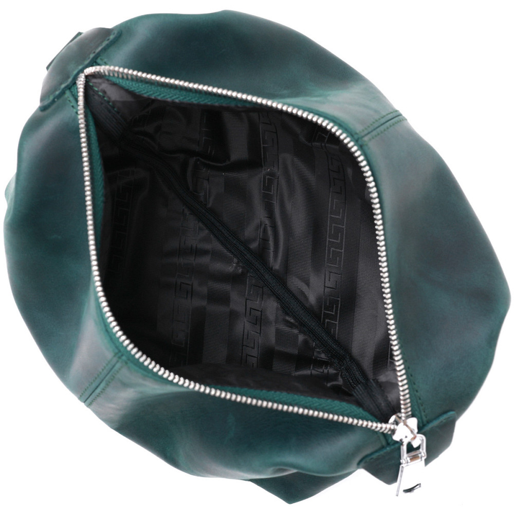 Шкіряна матова косметичка Shvigel 16399 Зелений Київ - фото 5