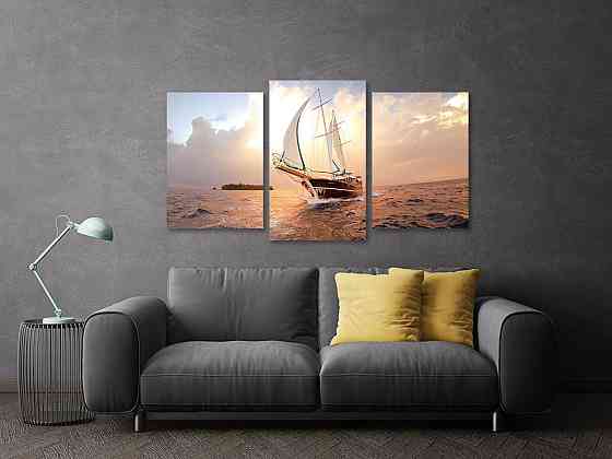Модульная картина в гостиную / спальню  Човен білі вітрила Art-643_3 Киев
