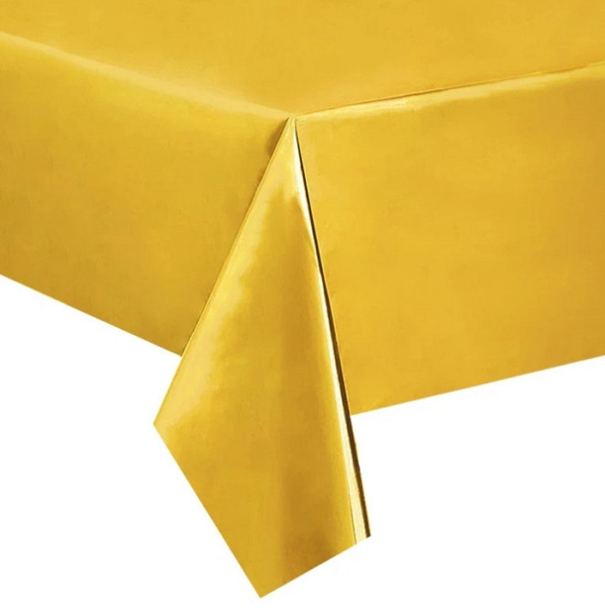 Скатерть клеенка из тонкой фольги 274 на 137 см золотистый Киев - изображение 2