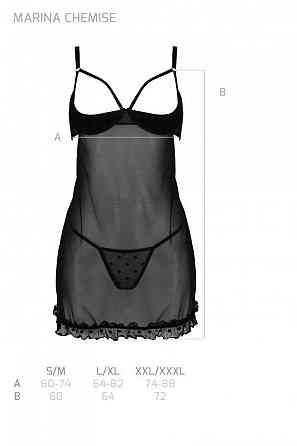 Эротический пеньюар Passion MARINA CHEMISE, S/M, black Sex Aura Киев