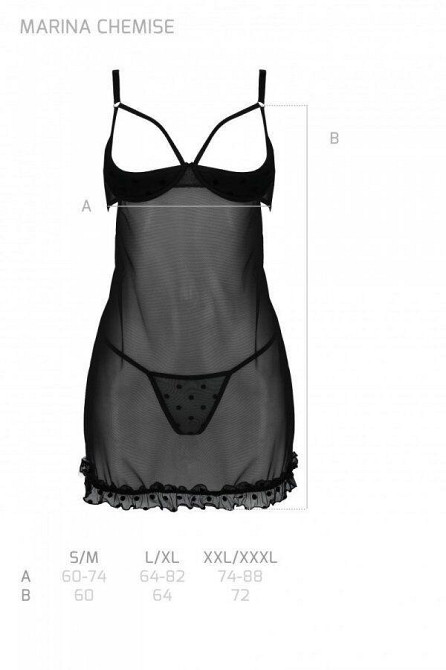 Еротичний пеньюар Passion MARINA CHEMISE, S/M, black Sex Aura Київ - фото 5