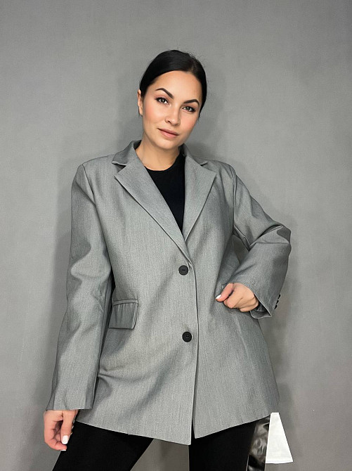 Пиджак женский Qidian 6105 оверсайз с ремнем удлиненный свободный крой one size, серый, one size Киев - изображение 16