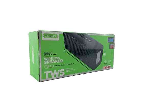 Портативная колонка GS-31, BT/USB/FM/AUX/microSD LED, 1200mAh 6x8x17cm TWS частотемпература черная ТМ Gerlax Киев