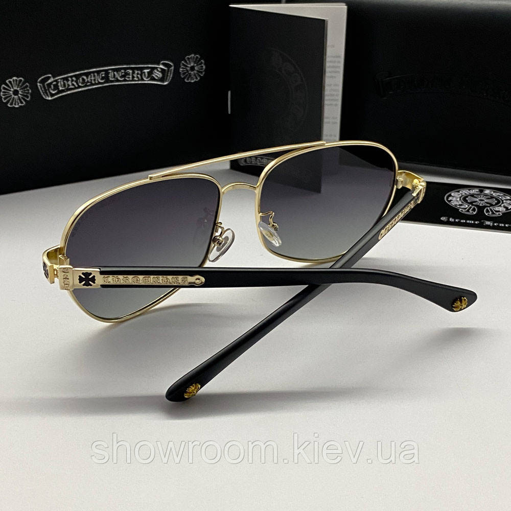 Чоловічі сонцезахисні окуляри Chrome Hearts 5078 gold Київ - фото 3