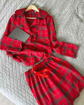 Женская уютная домашняя пижама в клетку байка 48/50 Одесса