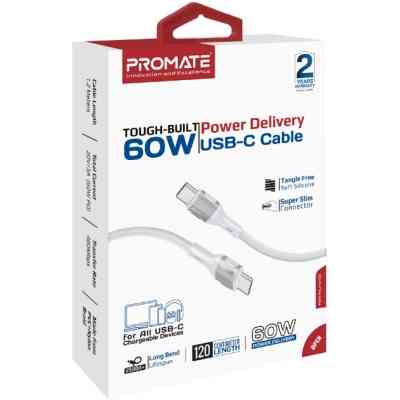 Дата кабель USB-C to USB-C 1.2m 60W PD FletchLink-CC grey Promate (fletchlink-cc.grey) Винница