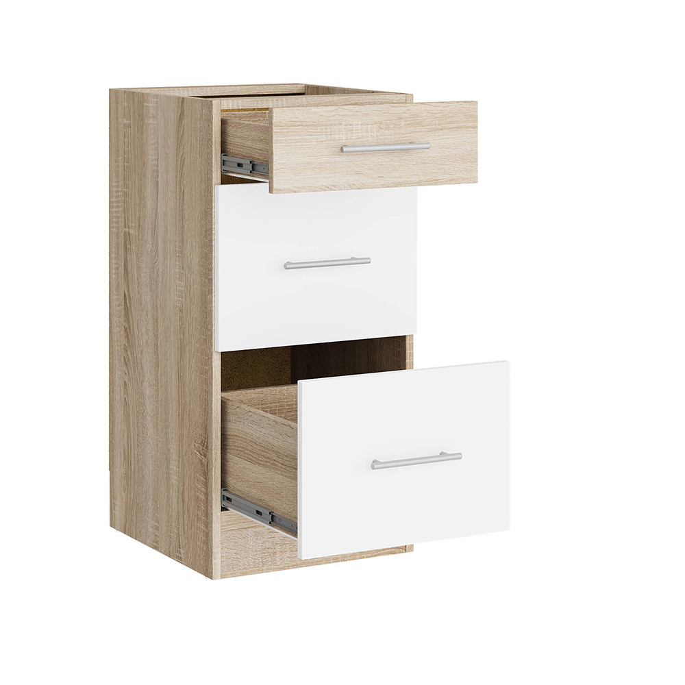 Кухонний модуль на 3 ящики Еверест Еко 400 дуб сонома/німфея альба (білий) (без стільниці) 40х46х82 см (DTM-071046) Дніпро - фото 2