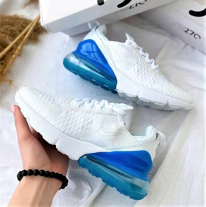 Кроссовки Nike 270 Женские Белые с Амортизацией Синие Голубые Найк (размеры: 36,37,38,39) Днепр - изображение 9