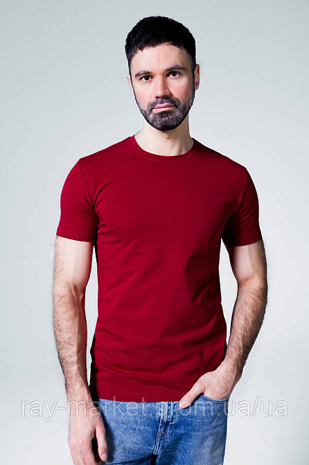 Футболка базовая Ray Premium Fit мужская бордовая (U0102-Burgundy) Киев - изображение 1