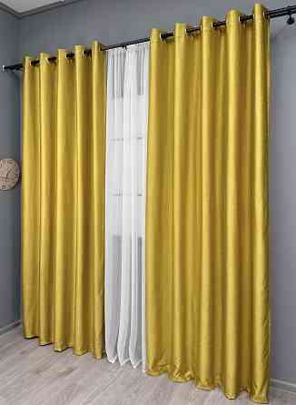 Комплект штор на люверсах VR-Textil Шенилл однотонный № 1897ш Горчичный 150х250 см 2 шт (37-0308) Киев