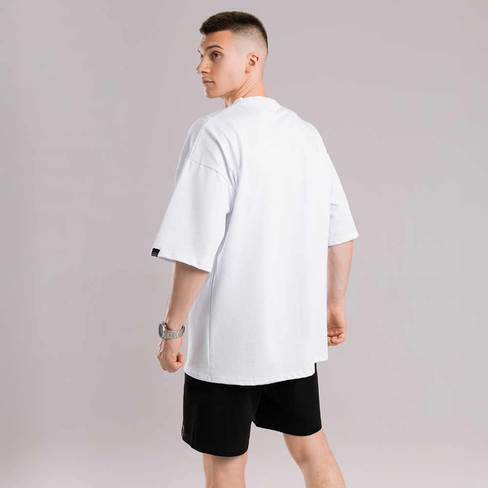 Однотонна біла футболка для чоловіків. Чоловіча біла футболка оверсайз Pobedov Onyx Київ - фото 2