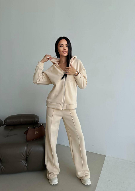 Жіночий теплий прогулянковий костюм двійка: брюки + зіп-худі тринитка на флісі Одеса - фото 16