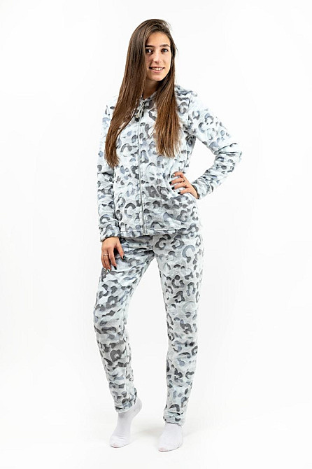 Домашній теплий костюм жіночий сірий з капюшоном топ Крохатушка одяг Київ - фото 4