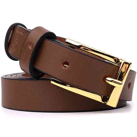 Модний вузький шкіряний ремінь для жінок GRANDE PELLE 22954 Світло-коричневий Київ