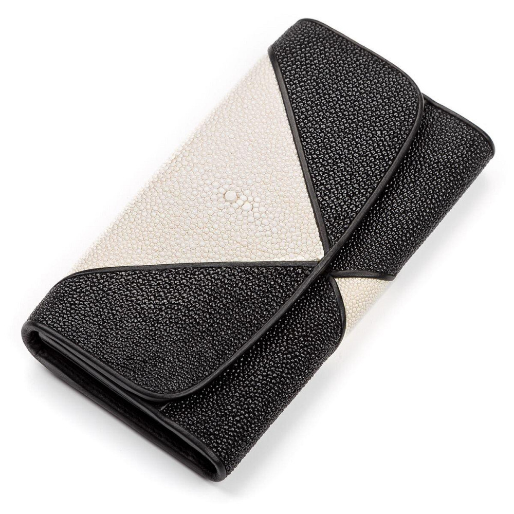 Гаманець жіночий STINGRAY LEATHER 18103 з натуральної шкіри морського ската Чорний Київ - фото 1