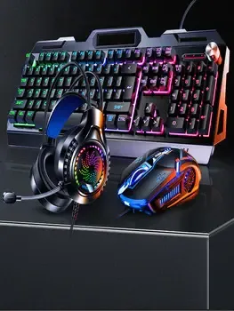 Игровой комплект клавиатура и мышь наушники коврик 4в1 Linmoni TF-400 Kit с RGB подсветкой для геймеров Коломия - фото 9