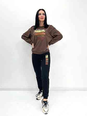 Трикотажный костюм с принтом Nopeday батал 50-52, Шоколадный+черный Киев