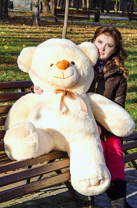 Плюшевий ведмедик М'яка іграшка Ветли 130 см Персиковий Тернопіль - фото 5