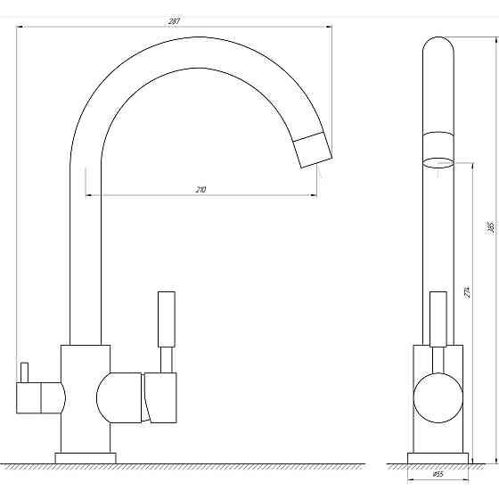 Смеситель для кухни под осмос Globus Lux LAZER GLLR-0333-8-StSTEEL (000012239) Киев