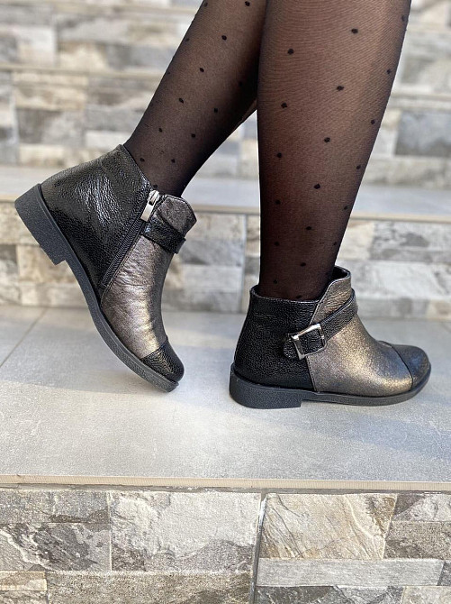 Жіночі черевики 218 срібні шкіра-сатин натуральна 36р. (1205) Коломыя - изображение 6