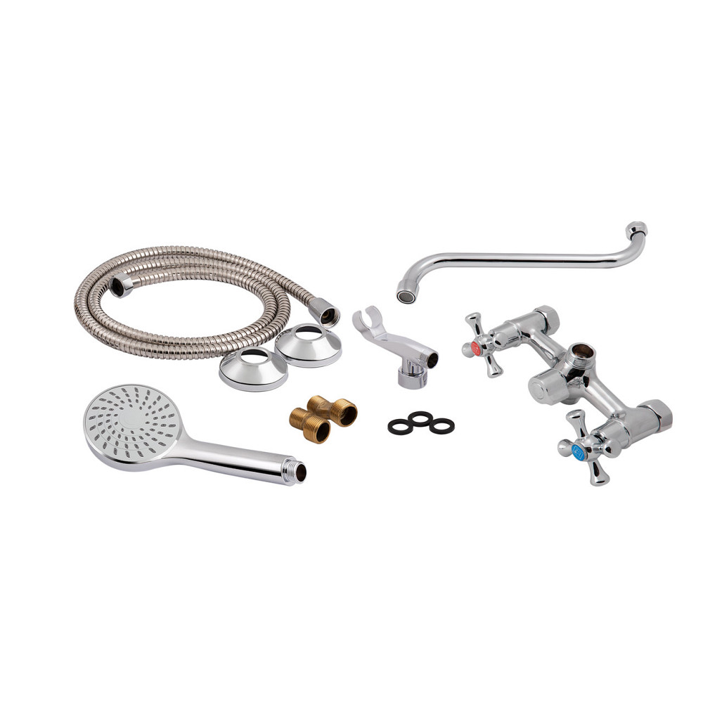 Змішувач для ванни Lidz Lamb 1401 з поворотним виливом двовентильний (з душовим гарнітуром) LDLAM1401CRM22017 Chrome Київ - фото 5