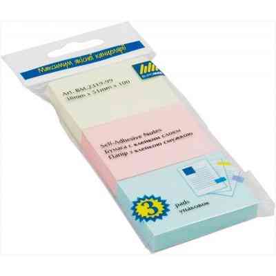 Бумага для заметок Buromax with adhesive layer 38х51мм, 3*100sheets, colors mix,blister (BM.2319-99) Винница