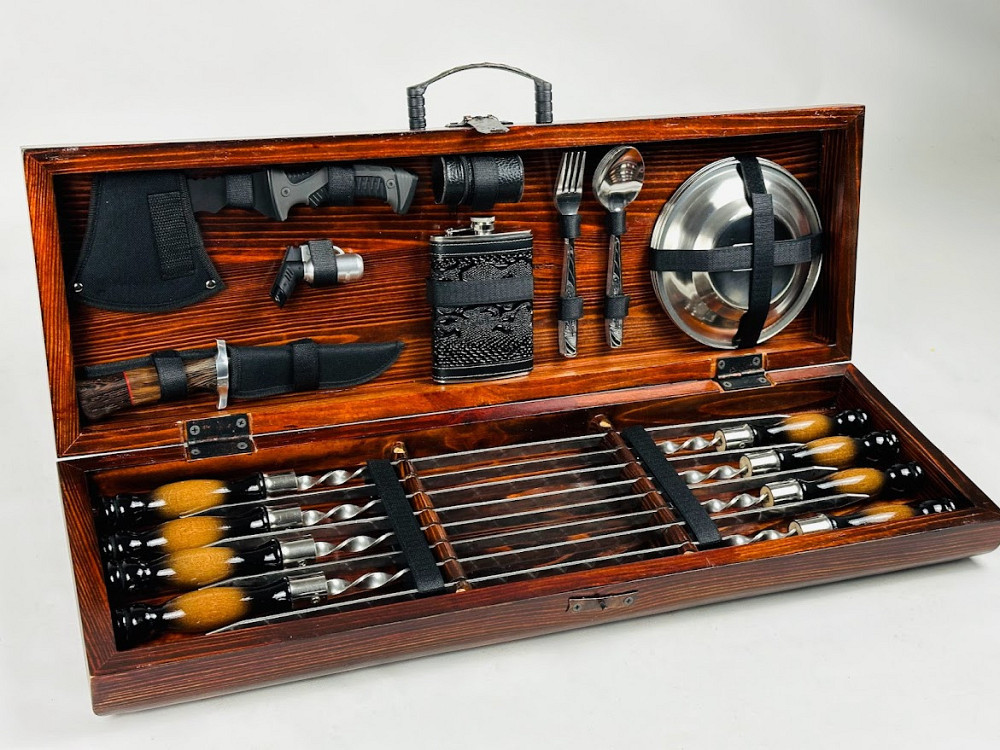 Подарунковий набір шампурів у дерев'яному кейсі ПІКНІК LUX HAPPY DAYS Тернопіль - фото 3