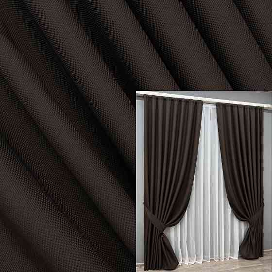 Комплект готових штор VR-Textil Льон-блекаут № 1180ш Венге 135х290см 2 шт (39-0073) Київ
