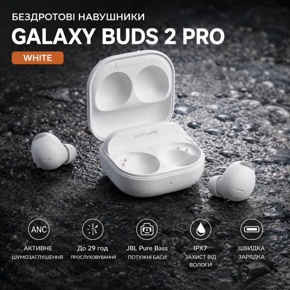 Бездротові навушники Galaxy Buds2 Pro Bluetooth 5.3, ANC, 24-bit Hi-Fi, 360° звук, автоматичне підключення, до 18 годин роботи Київ - фото 7