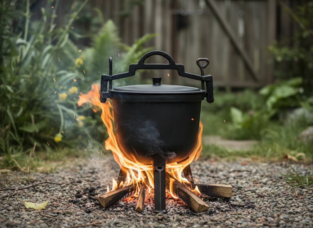 Туристический чугунный котелок 8 л Garden Line на 3 ножках с крышкой и ручкой для переноски (Польша) Киев - изображение 8