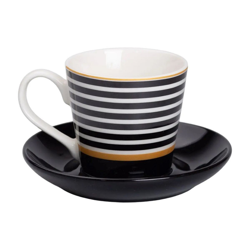 порцелянова чашка з чорним блюдцем 200 мл RX-N24708B Коломия - фото 1