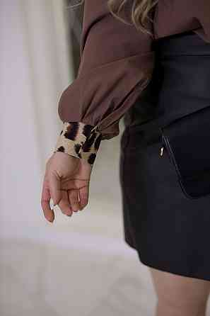 Блуза жіноча з довгими рукавами "Briana" | Норма і батал Шоколадний, 54-56 Київ