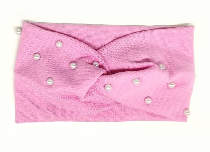 Повязка чалма детская розовая с бусинами Киев - изображение 1