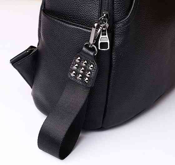 Черный кожаный рюкзак Женский кожаный рюкзак городской из натуральной телячьей кожи TidinBag Киев