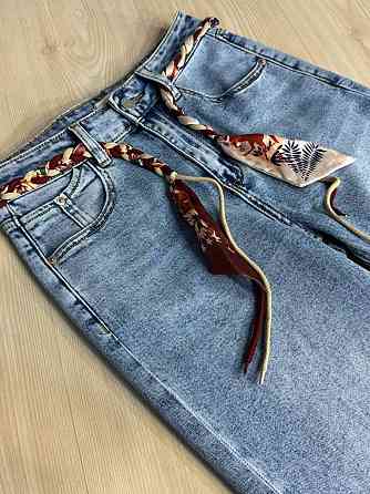 Джинси жіночі Dragon 8321 MOM jeans з поясом стрейчеві блакитні, блакитний, 29, 29, 76 см, 102 см Київ