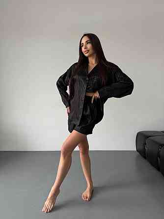 Женская стильная повседневная домашняя пижама двойка шелк армани Одесса