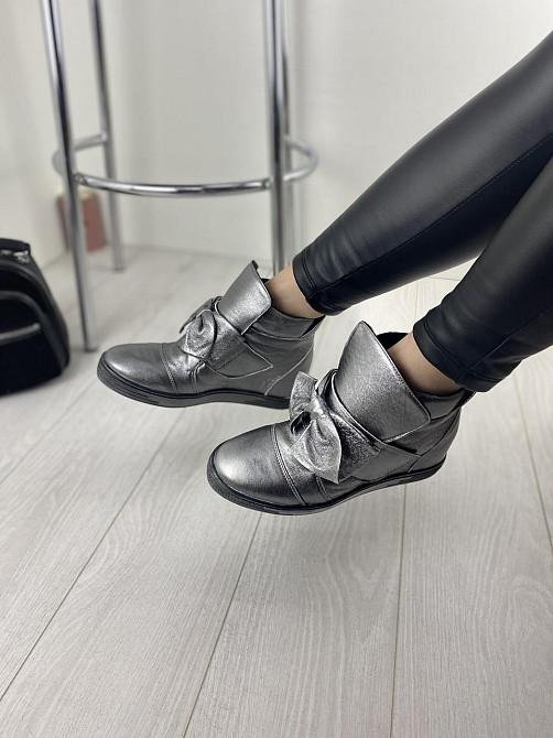 Жіночі снікерси 2415 срібні натуральна шкіра демісезонні підошва 2/7 см розмір 38 (3233) Коломия - фото 6