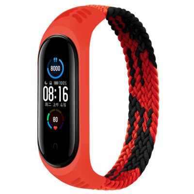 Ремінець до фітнес браслета BeCover Elastic Nylon Style для Xiaomi Mi Smart Band 5/6 (Size S) Black-Red (706135) Вінниця - фото 1