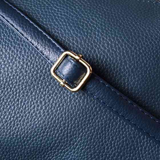 Трендова жіноча сумка-клатч із двома ременями з натуральної шкіри Синя (Vintage) Київ