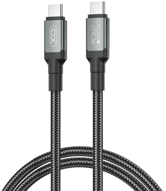 Кабель XO NBQ264A High Power Braided Type-C to Type-C - 240W - 1m Black (7102292) Київ - фото 1