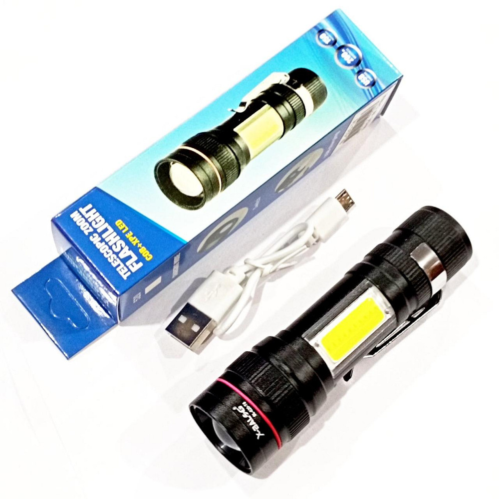 Ручний ліхтар X-Balog Police BL-520, Li-ion, T6+Cob, Zoom, ЗУ USB Дніпро - фото 2
